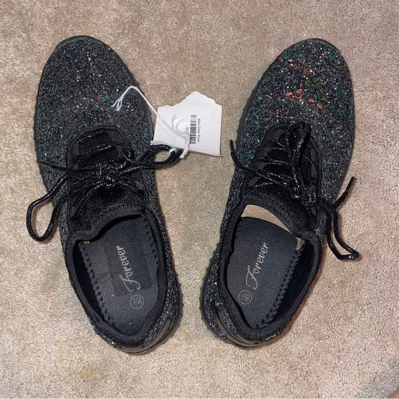 Forever 21 Black Glitter Sneakers - Picture 2 of 10